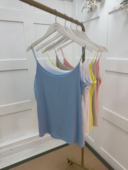 Velma: Blue stretchy vest top. 2 sizes