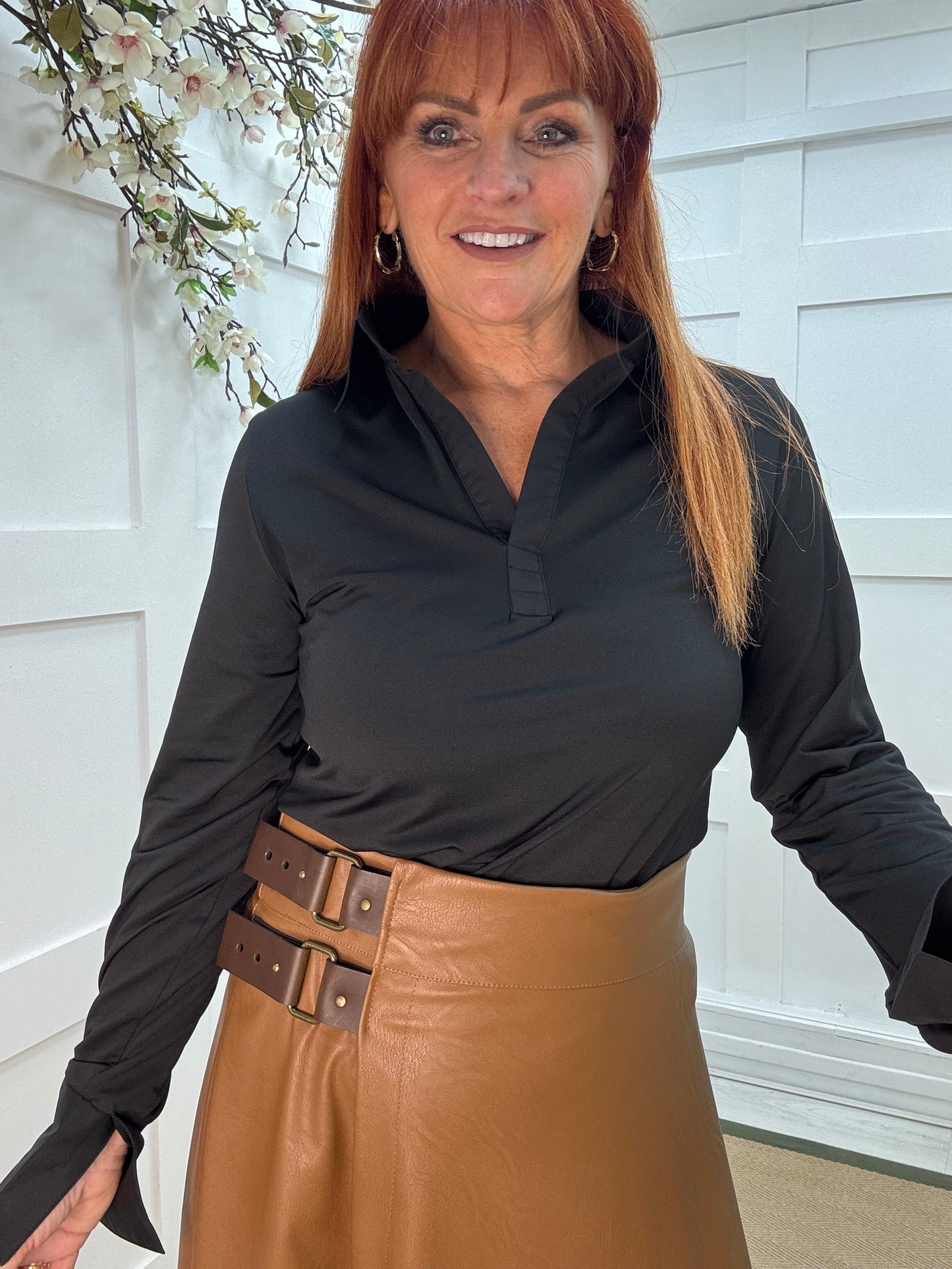 Layla: Black cotton layering shirt. 4 sizes