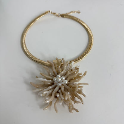 Kellie: Cream coral & gold statement necklace