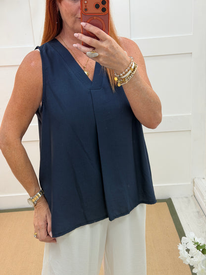 Valerie: V neck sleeveless vest. One size: 12-16. 2 colours