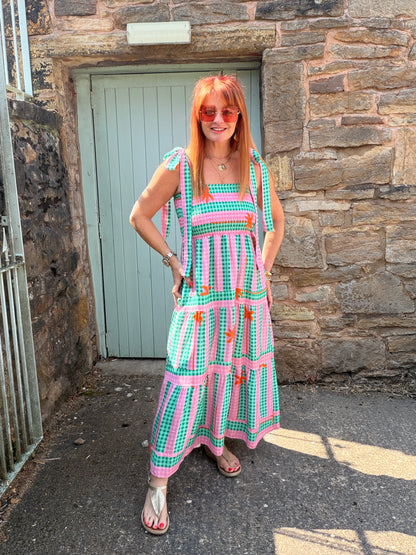 Gigi: Strappy gingham midi dress. One size 8-16. 2 colours