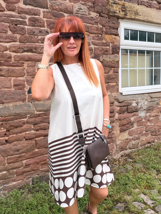 Saba: Sleeveless spotty midi dress. One size: 10-14. 4 colours