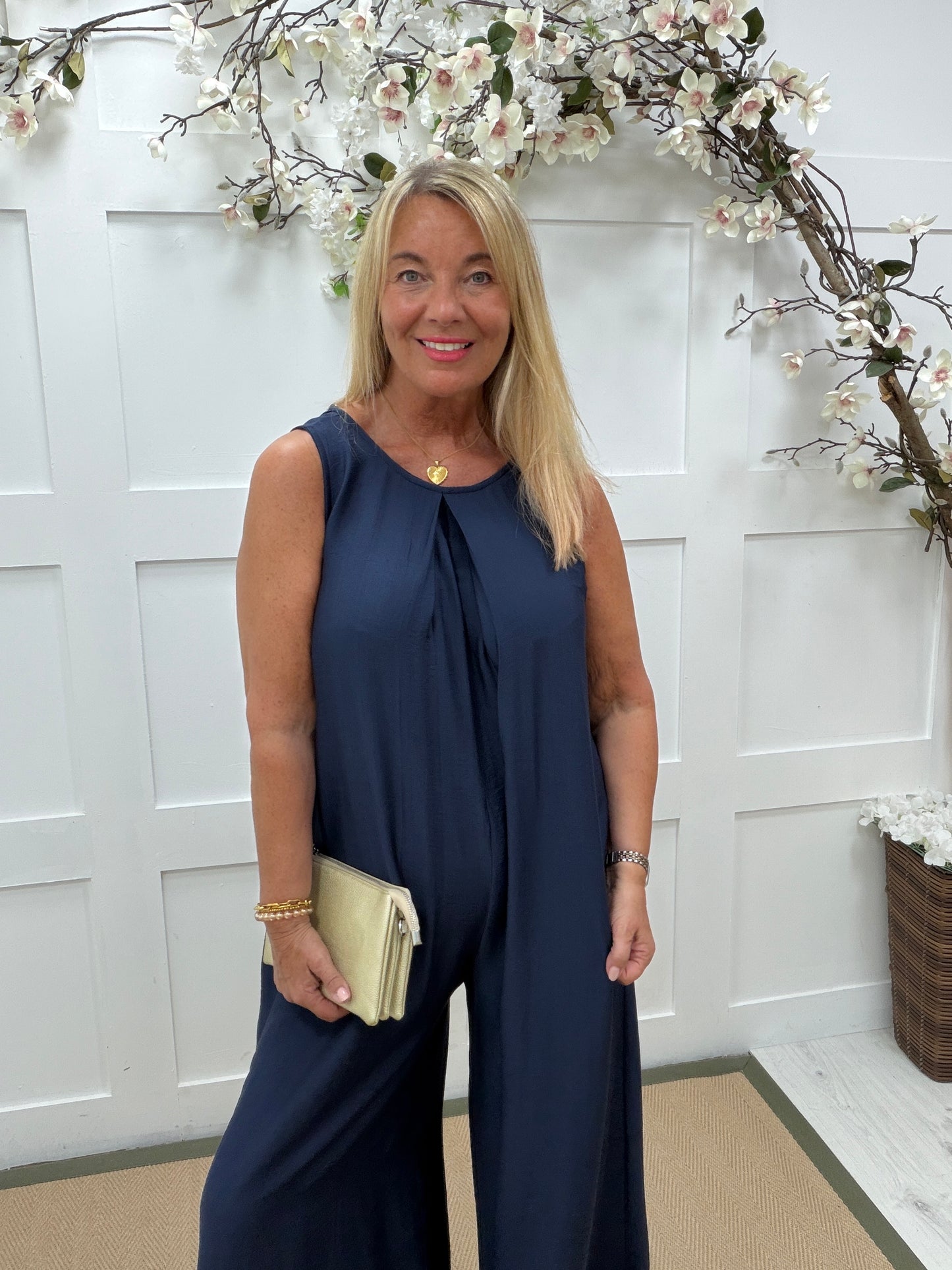 Willow: Sleeveless wide leg jumpsuit. One size: 10-16. 3 colours