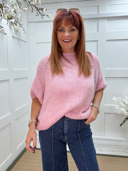 Emma: Bubblegum pink slouchy jumper. One size 12-18/20