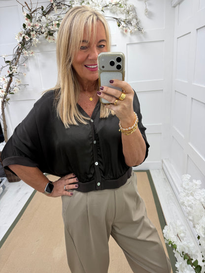 Sadie: Silky button kimono top. One size: 10-16. 3 colours