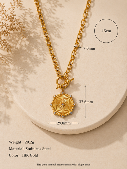 Celeste: Gold diamanté pendant T bar necklace