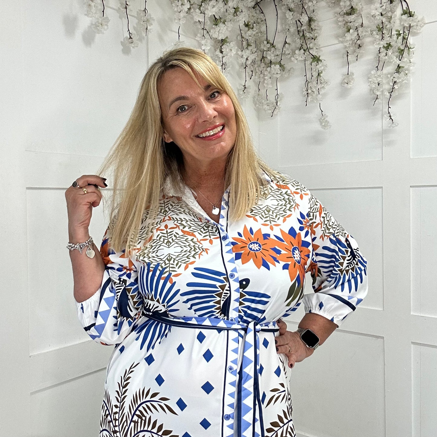 Bonnie: Multicoloured tropical print shirt/dress. 2 sizes