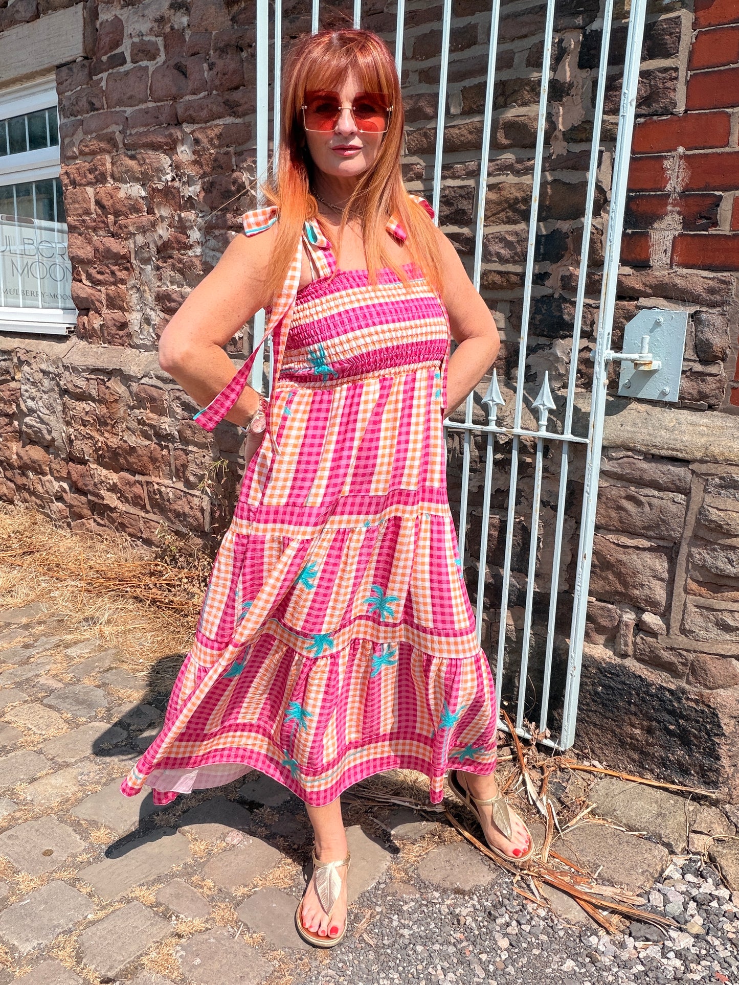 Gigi: Strappy gingham midi dress. One size 8-16. 2 colours
