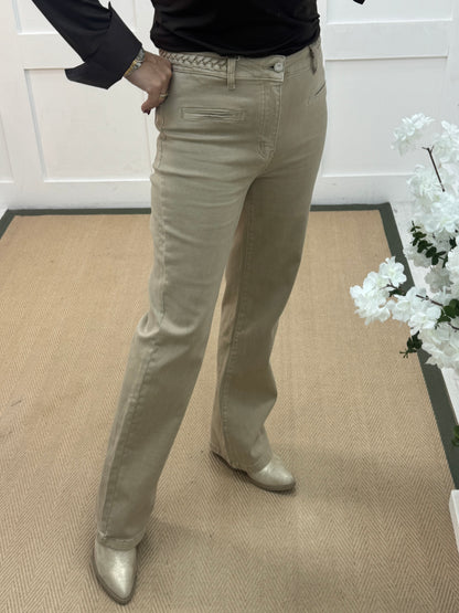 Bridie: Stone rope wide leg jeans. Sizes: 6-14