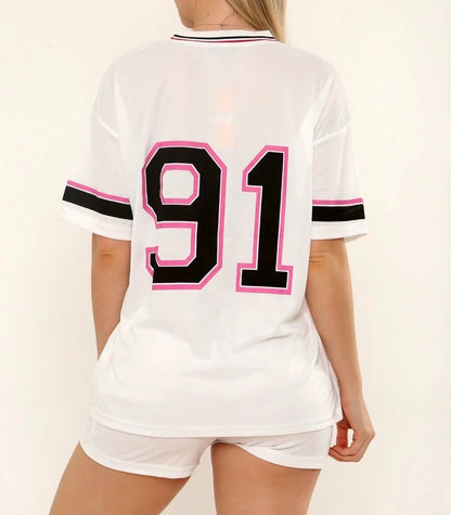 Brooklyn: White varsity LA retro sports set. Sizes: 8-22