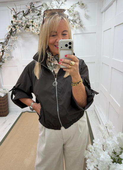 Ellis: Plain utility showerproof bomber jacket. One size 10-16. 2 colours