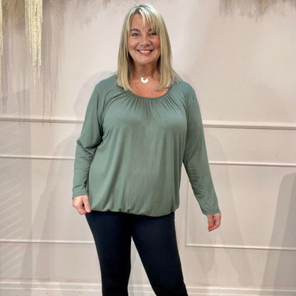 Emma: Long sleeved bubble hem top. One size 16-22