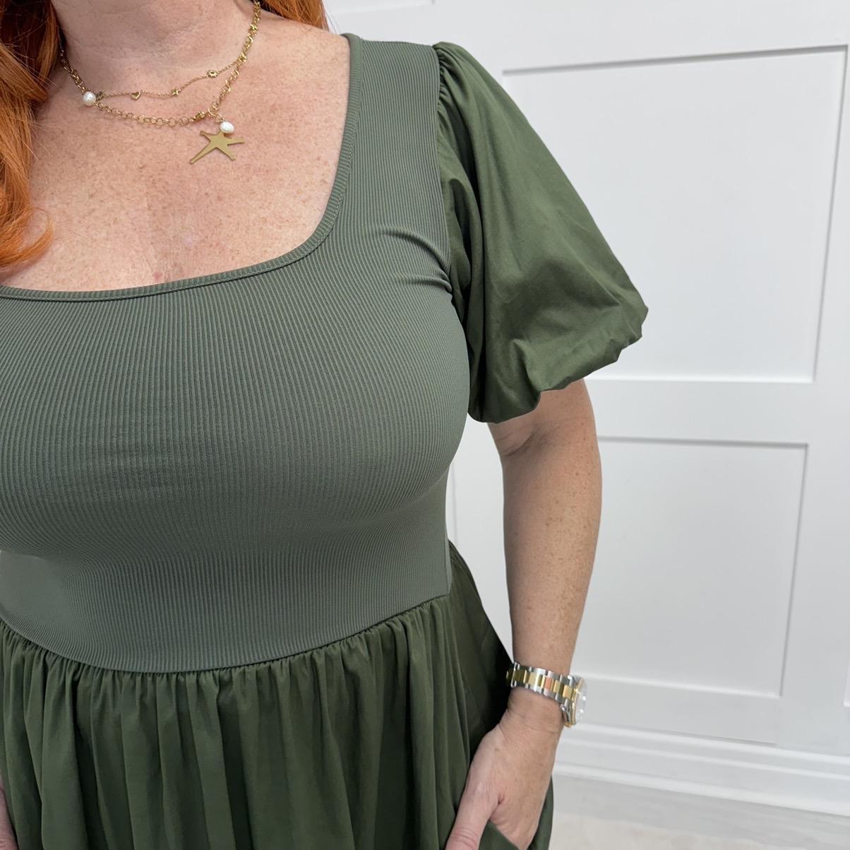 JoJo: Puff ball sleeve pocket midi dress. One size 8-20