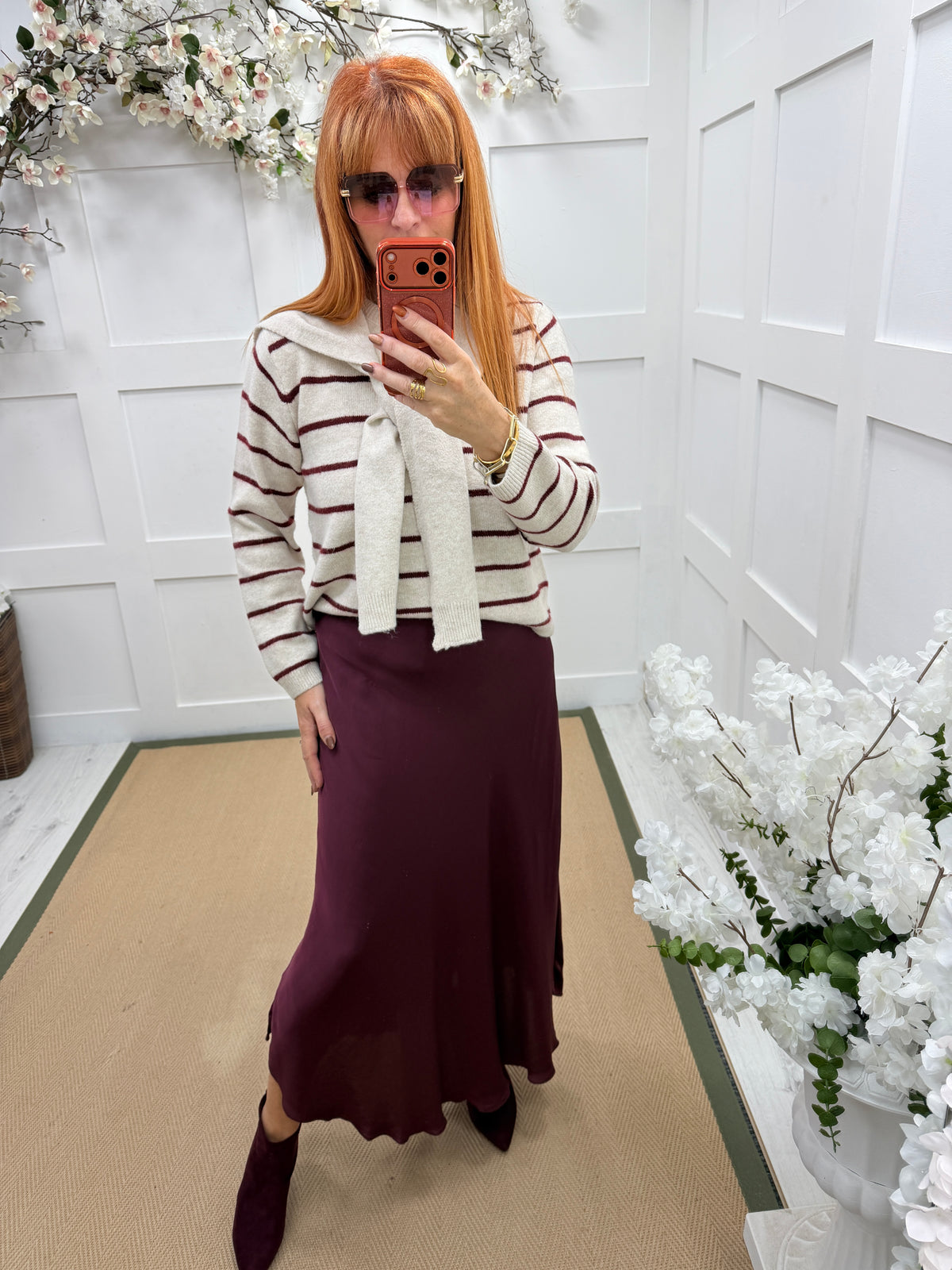 Shania: Silky flowy maxi skirt. One size: 8-14. 3 colours