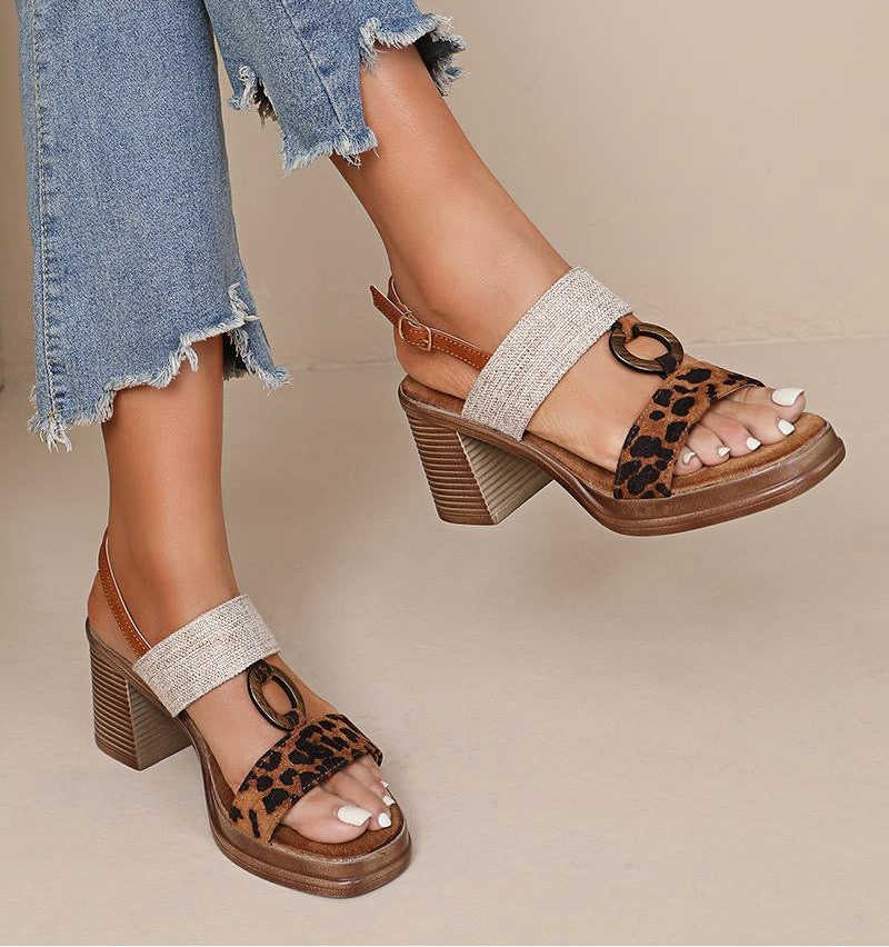 Bindi: Leopard print double strap sandals: Sizes: 3-8