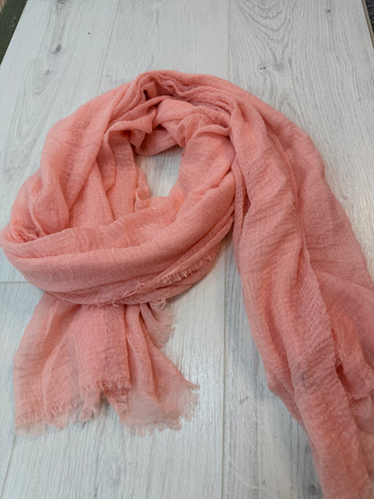 Tula: Long frayed raw edge scarf. Various colours