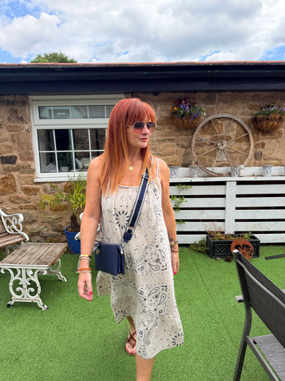 Purdy: Paisley print midi dress. One size: 12-18. 3 colours