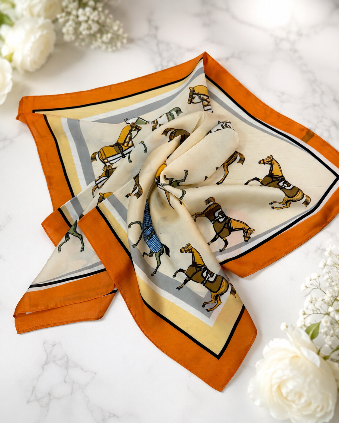 Jett: Silky square equestrian neck scarf. 2 colours