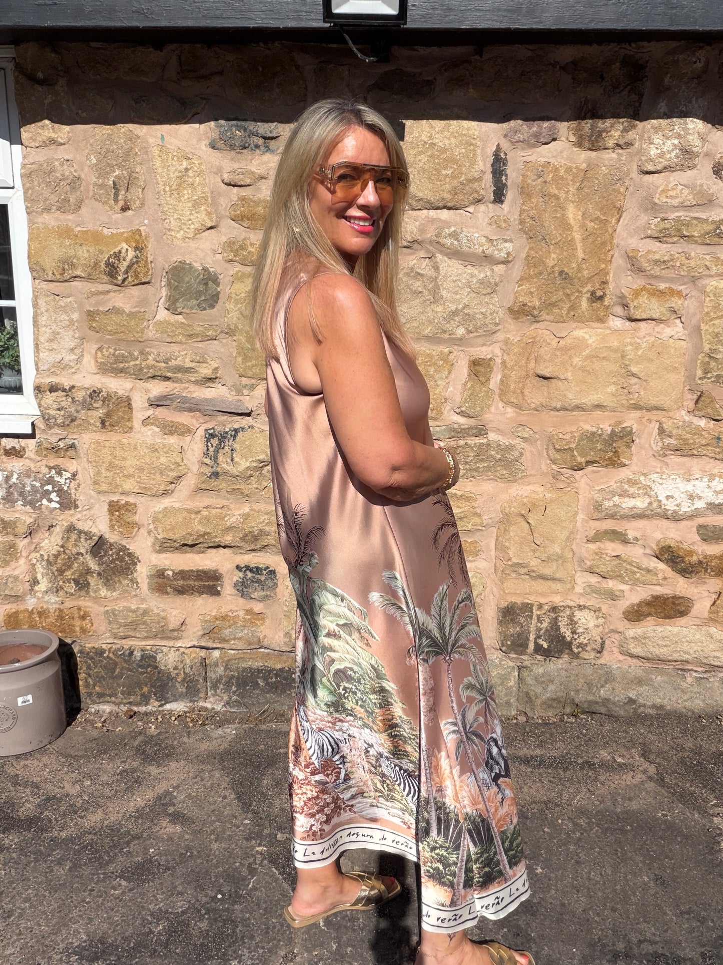 Jenna: Silky jungle print maxi dress. One size 14-18. 4 colours