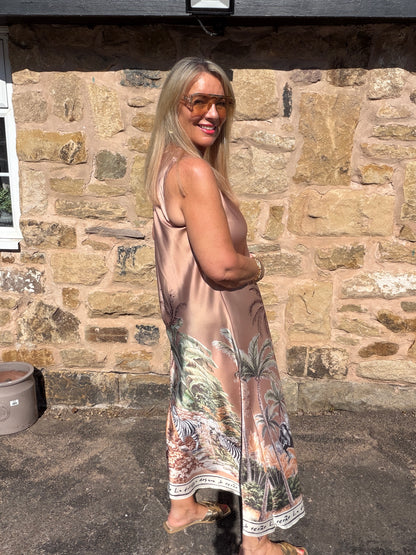 Jenna: Silky jungle print maxi dress. One size 14-18. 4 colours