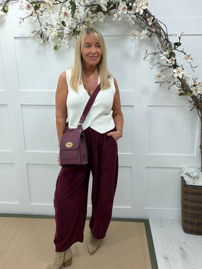 Carly: Needle cord balloon leg trousers. One size: 12-20. 3 colours