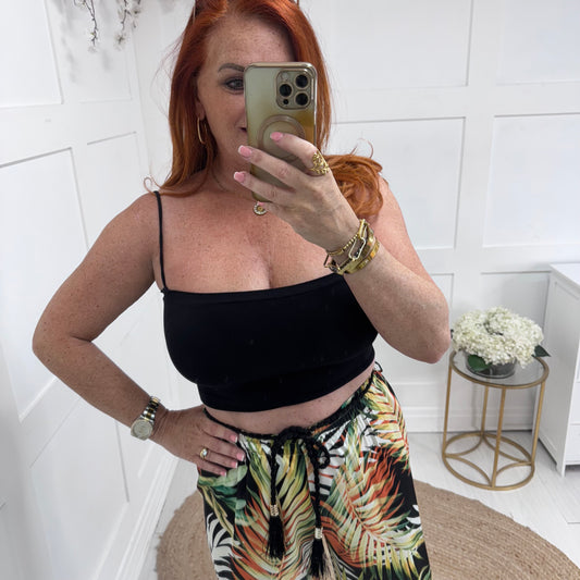 Belinda: Black strappy bralette. One size 8-16