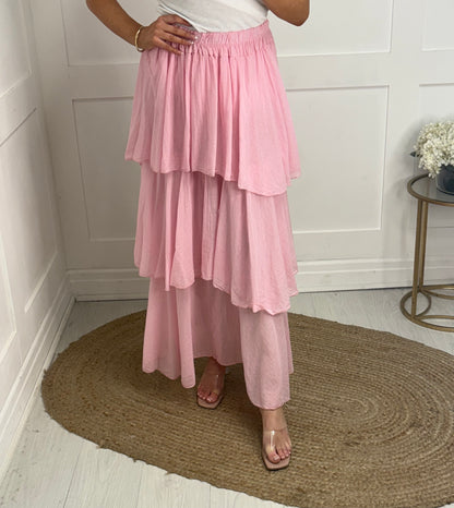 Fliss: Pink cotton rara skirt. One size: 12-24