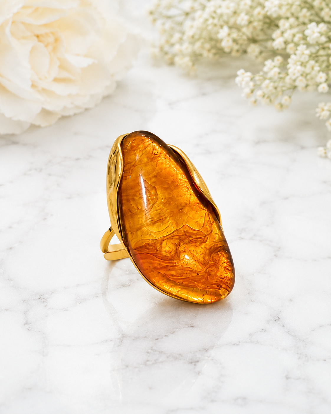 Ophelia: Gold & resin statement ring. 4 colours