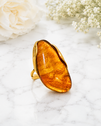 Ophelia: Gold & resin statement ring. 4 colours