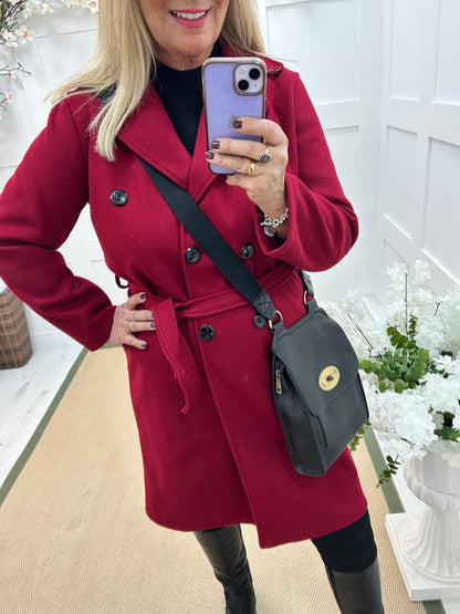 Camille: Burgundy trench coat . One size 10-16