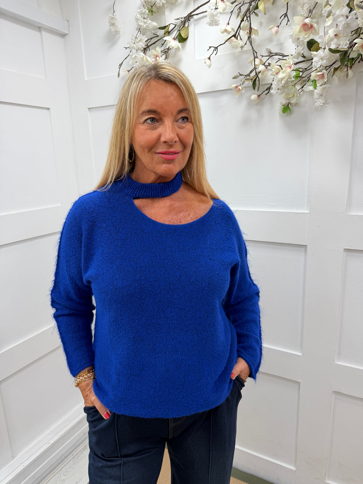 Sloane: Slash neck knit top. One Size: 12-18. 6 colours