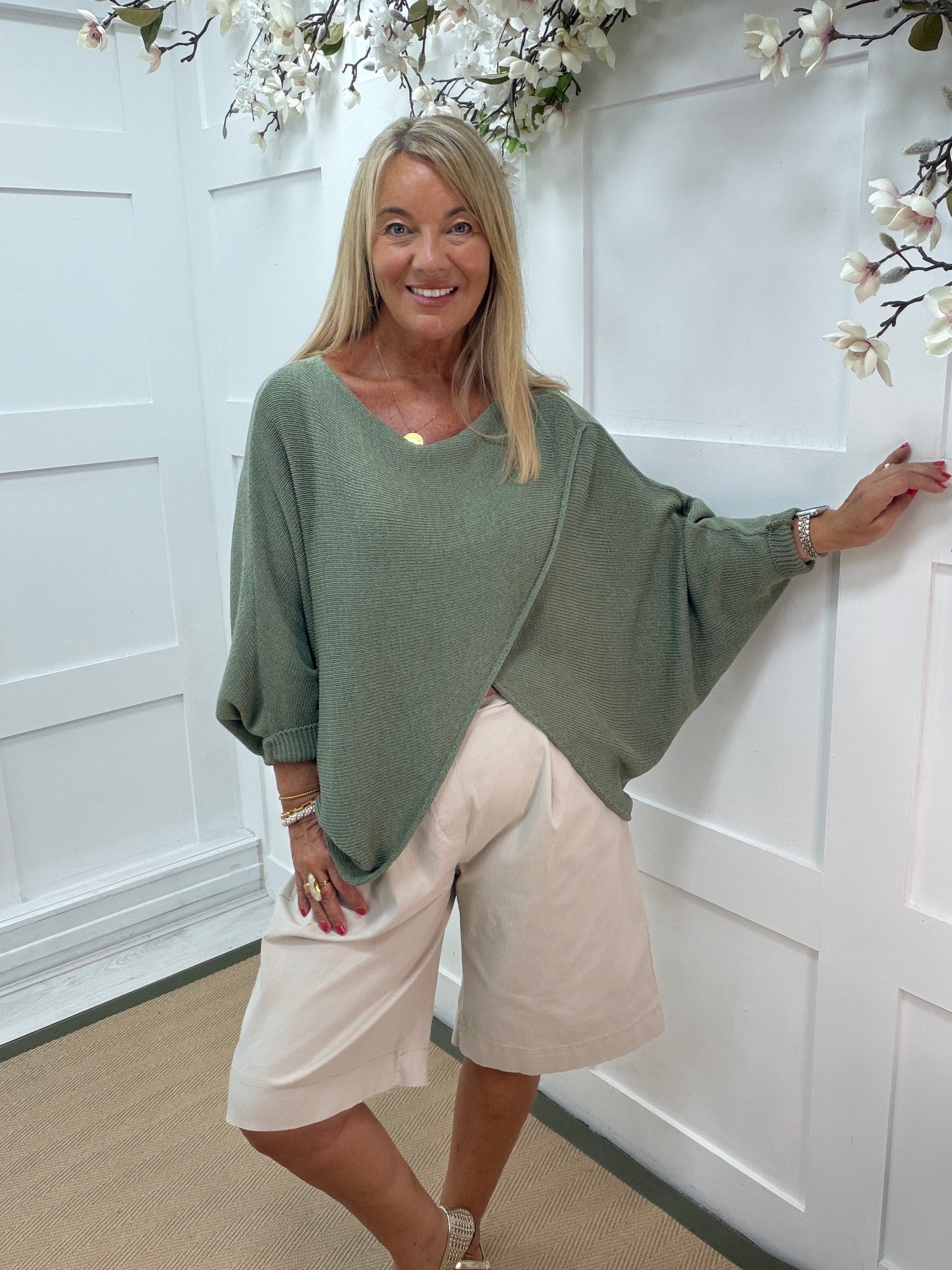 Willow: Long sleeve cotton wrap top. Free size