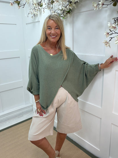 Willow: Long sleeve cotton wrap top. Free size