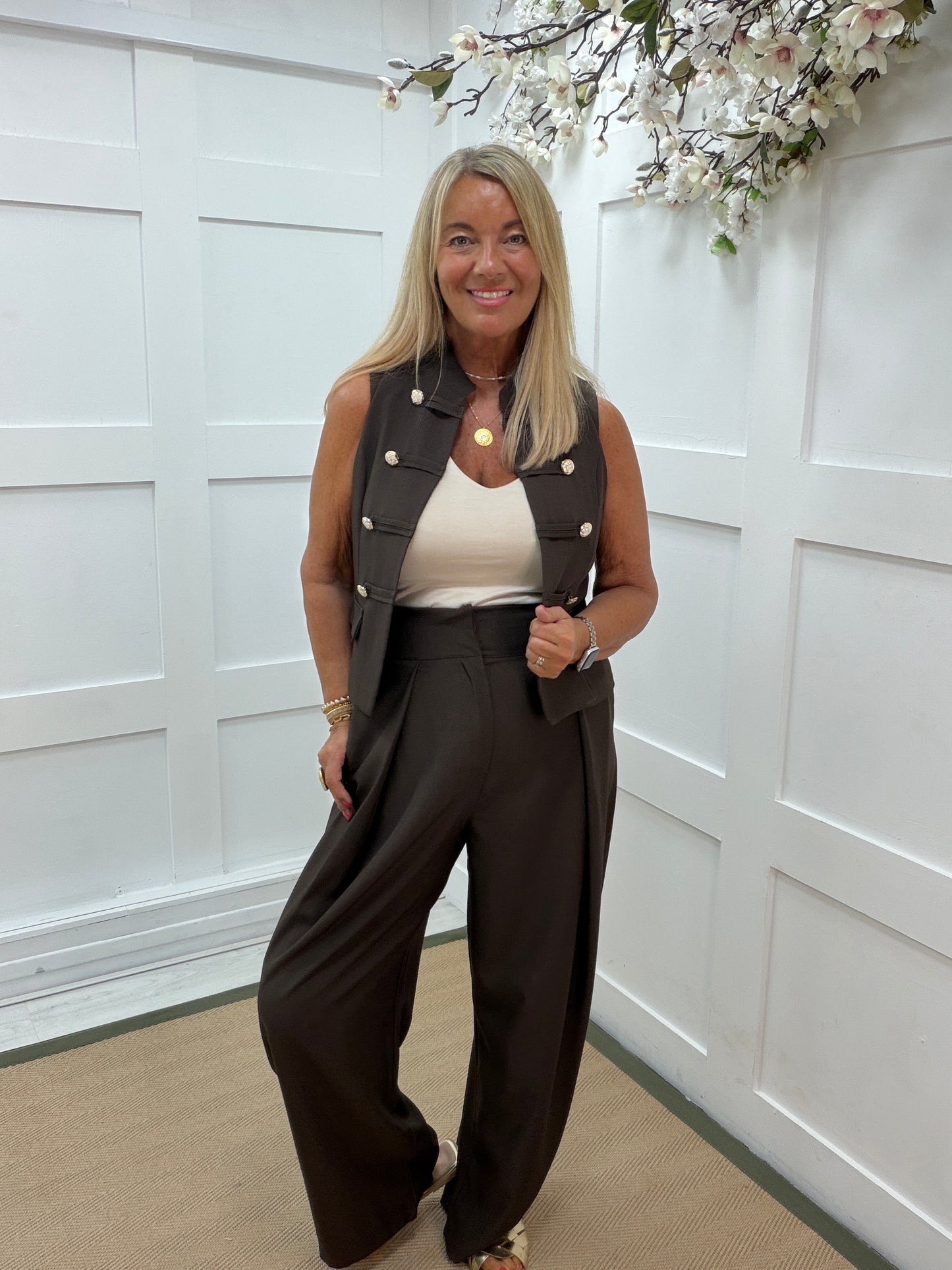 Marika: Military style waistcoat & trouser co-ord set. One size:10-14. 3 Colours