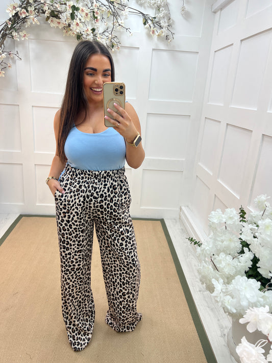 Abigail: Stretchy baby blue basic vest top. 2 sizes