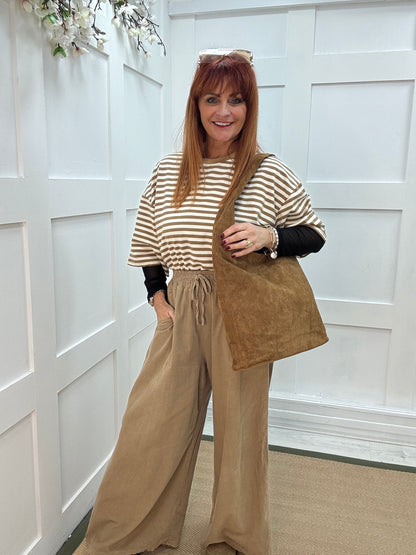 Sable: Tan vegan suede slouchy bag