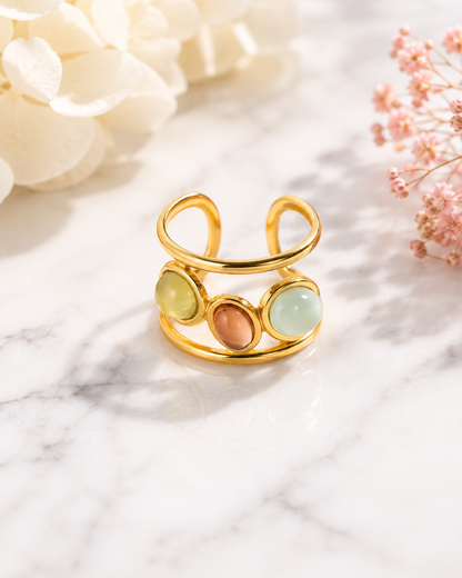 Sorbet: Gold multi stone statement ring.