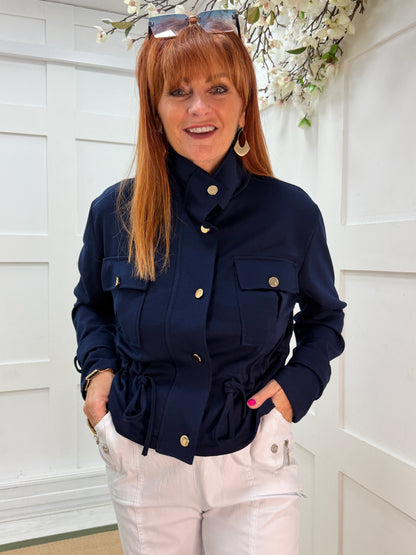 Jazz: Military style cinched waist jacket. One size 12-16