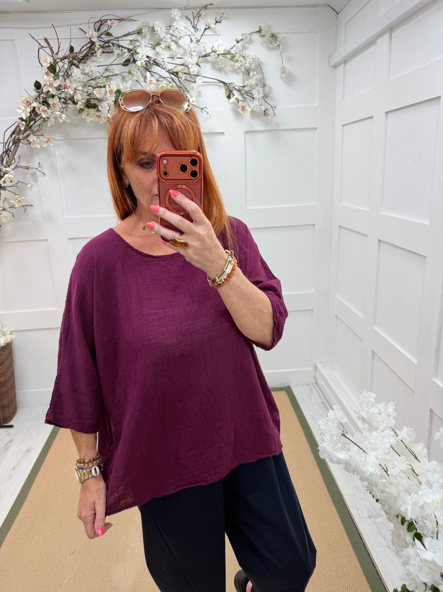 Bibi: Basic plain cotton top . One size: 10-18. 7 colours
