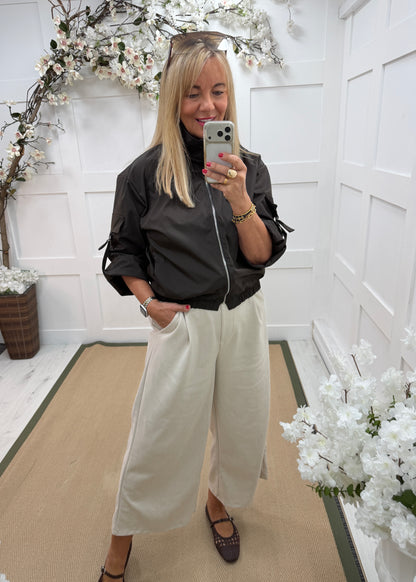 Ellis: Plain utility showerproof bomber jacket. One size 10-16. 2 colours