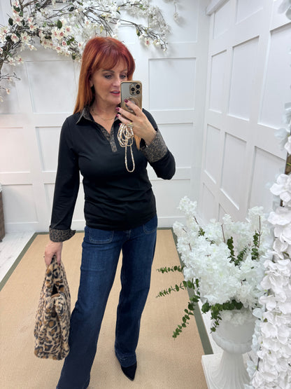 Layla: Leopard & black cotton layering shirt. 4 sizes