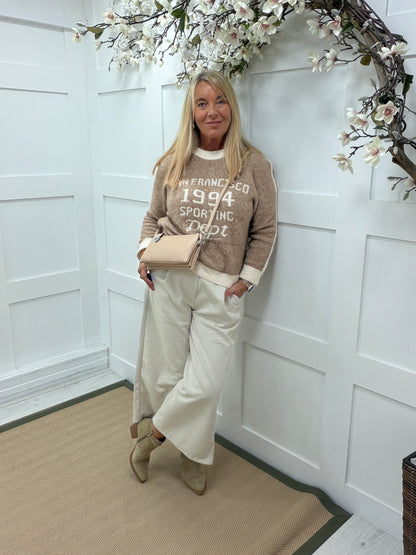 Sara: San Francisco slogan long sleeve top. One size: 12-18. 3 colours