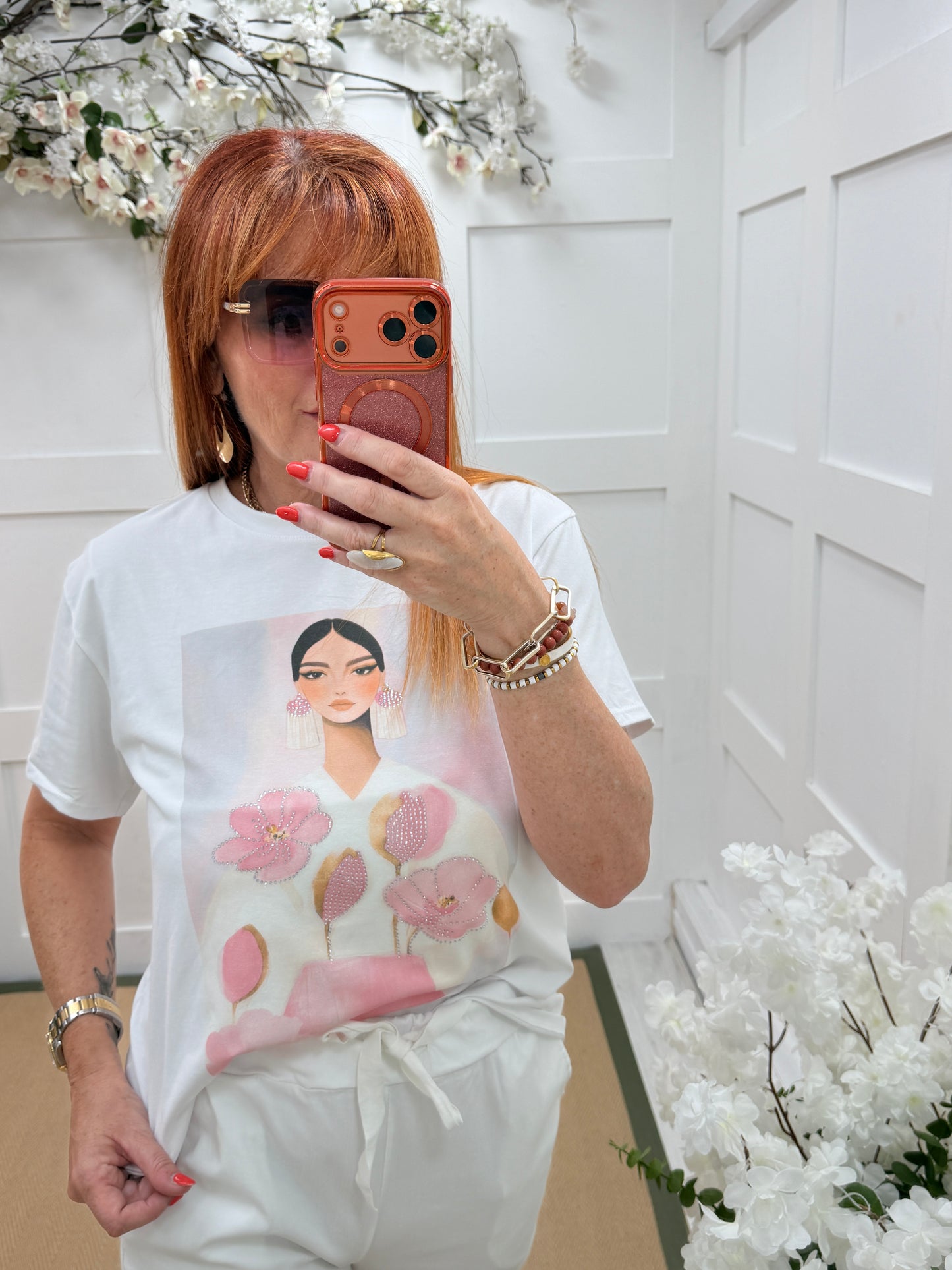 Jasmine: Graphic girl diamanté T shirt. One size: 10-16. 4 colours