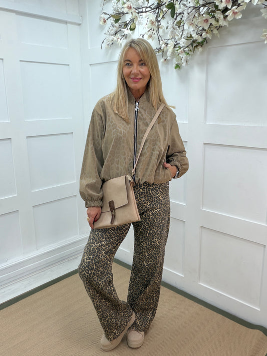 Lucia: Leopard print bomber jacket. One size 14-18. 3 colours