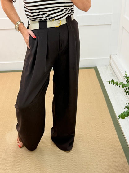 Zina: Pleated wide leg trousers. One size: 8-14