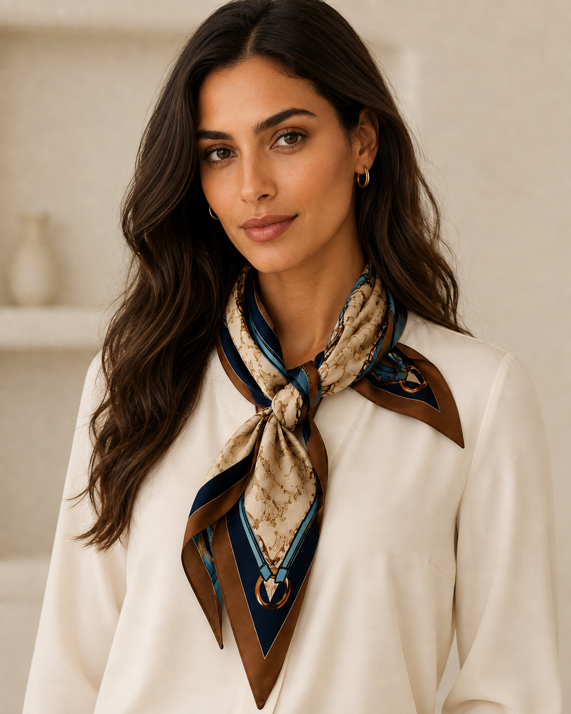 Bria: Designer inspired chain print neck scarf