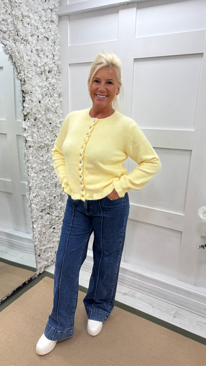 Lucille: Lemon ruffle cardigan. 2 sizes