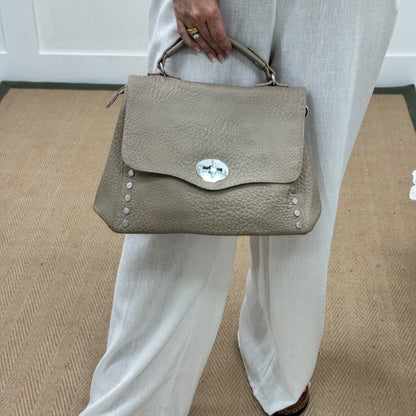 Flora: Large taupe studded grab bag