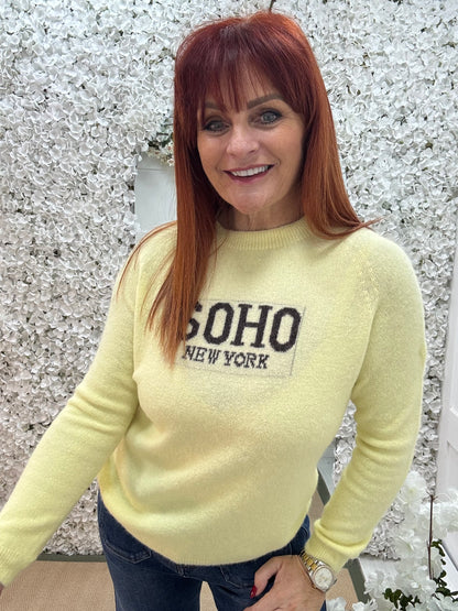 Sian: Lemon SOHO knitted top. One size: 10-14