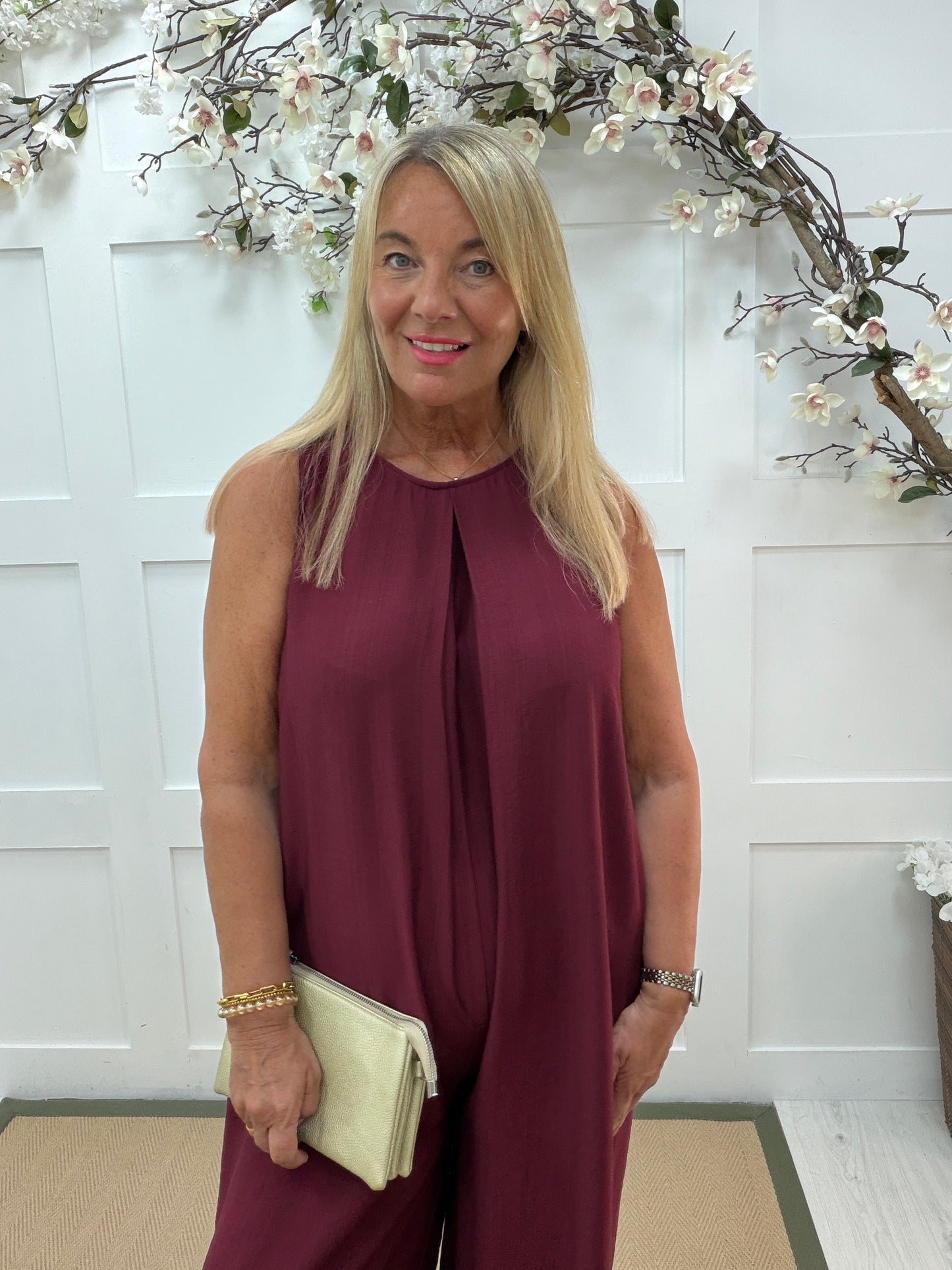 Willow: Sleeveless wide leg jumpsuit. One size: 10-16. 3 colours